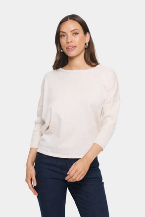 Saint Tropez Mila SZ Round Neck Pullover- Fog Melange