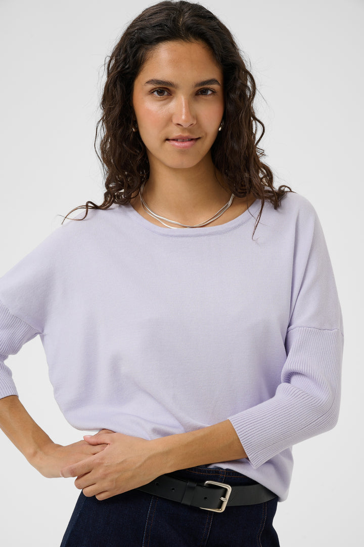 Saint Tropez Mila R-Neck Pullover- Misty Lilac