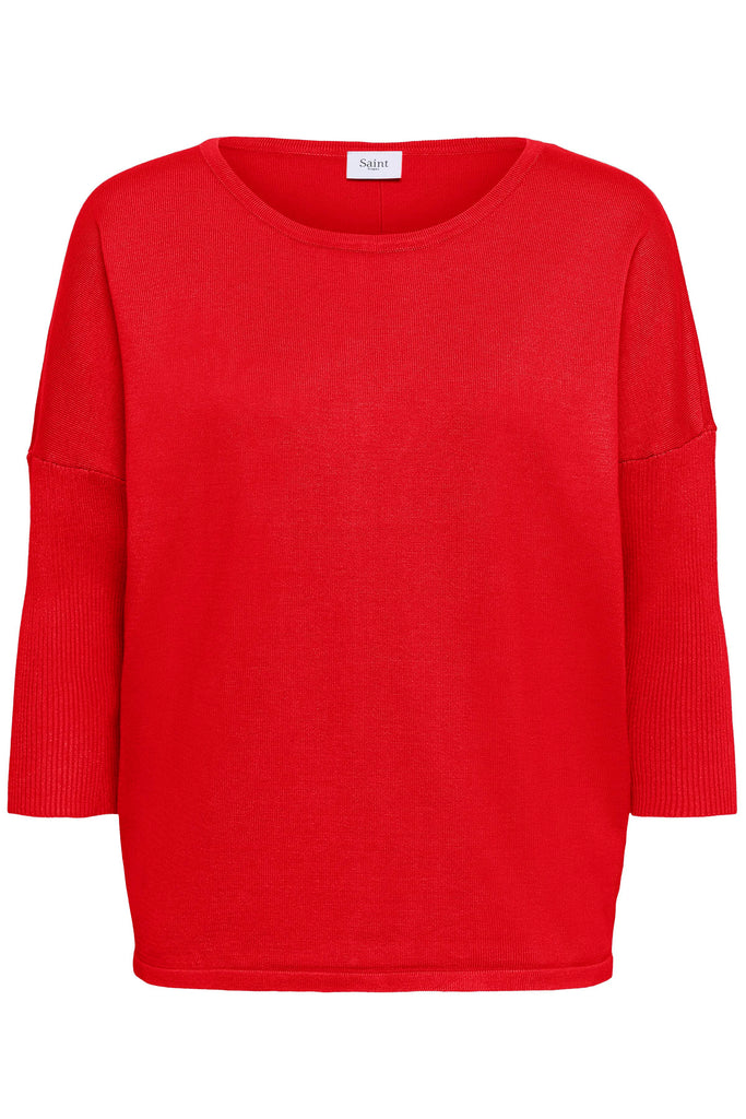 Saint Tropez Mila R-Neck Pullover - Valiant Poppy