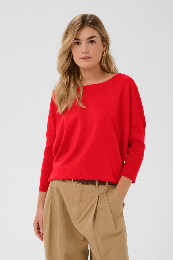 Saint Tropez Mila R-Neck Pullover - Valiant Poppy