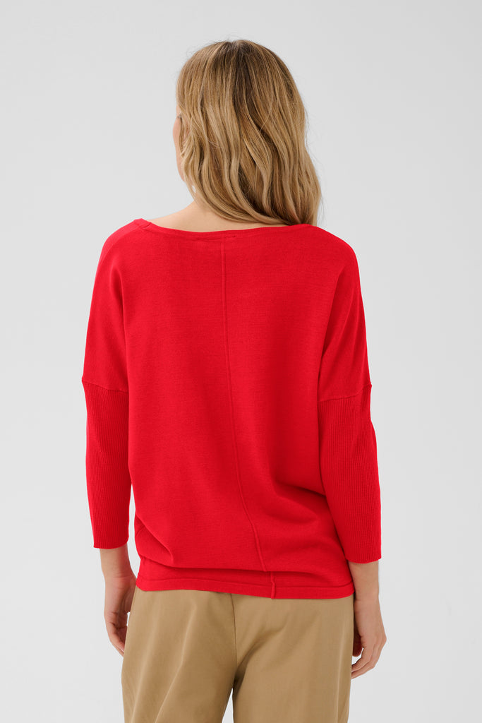 Saint Tropez Mila R-Neck Pullover - Valiant Poppy