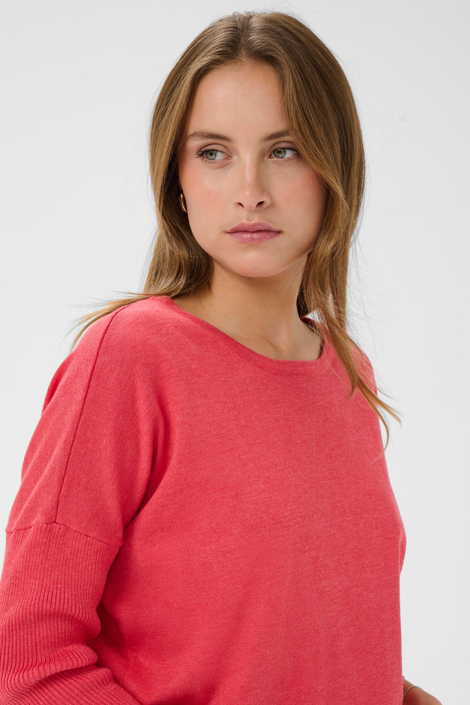 Saint Tropez MilaSZ R‑Neck Pullover – Honeysuckle Melange