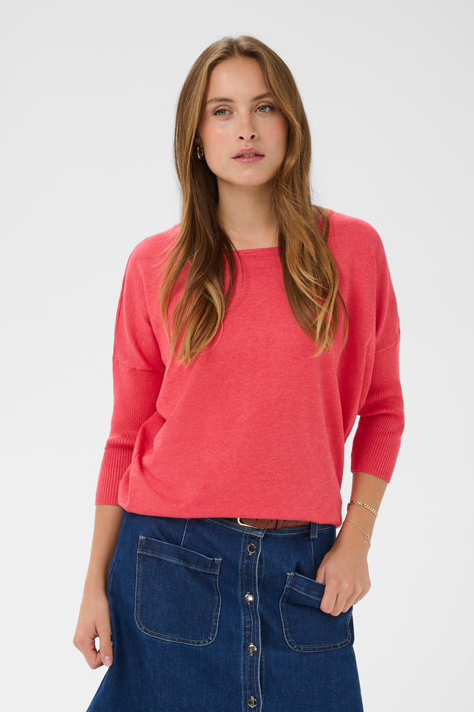Saint Tropez MilaSZ R‑Neck Pullover – Honeysuckle Melange