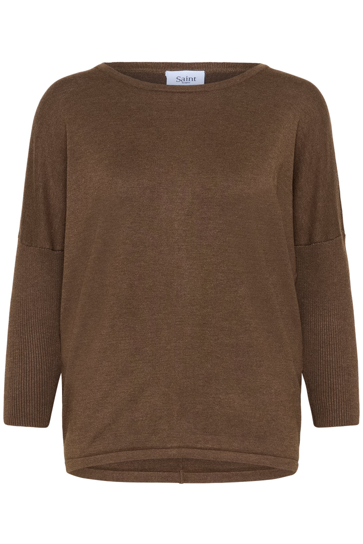 Saint Tropez Mila R-Neck Pullover-  Fondue Fudge Melange