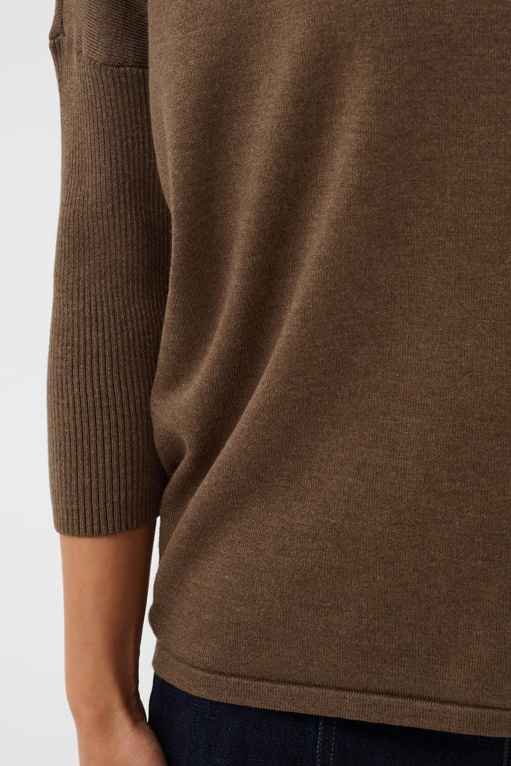Saint Tropez Mila R-Neck Pullover-  Fondue Fudge Melange