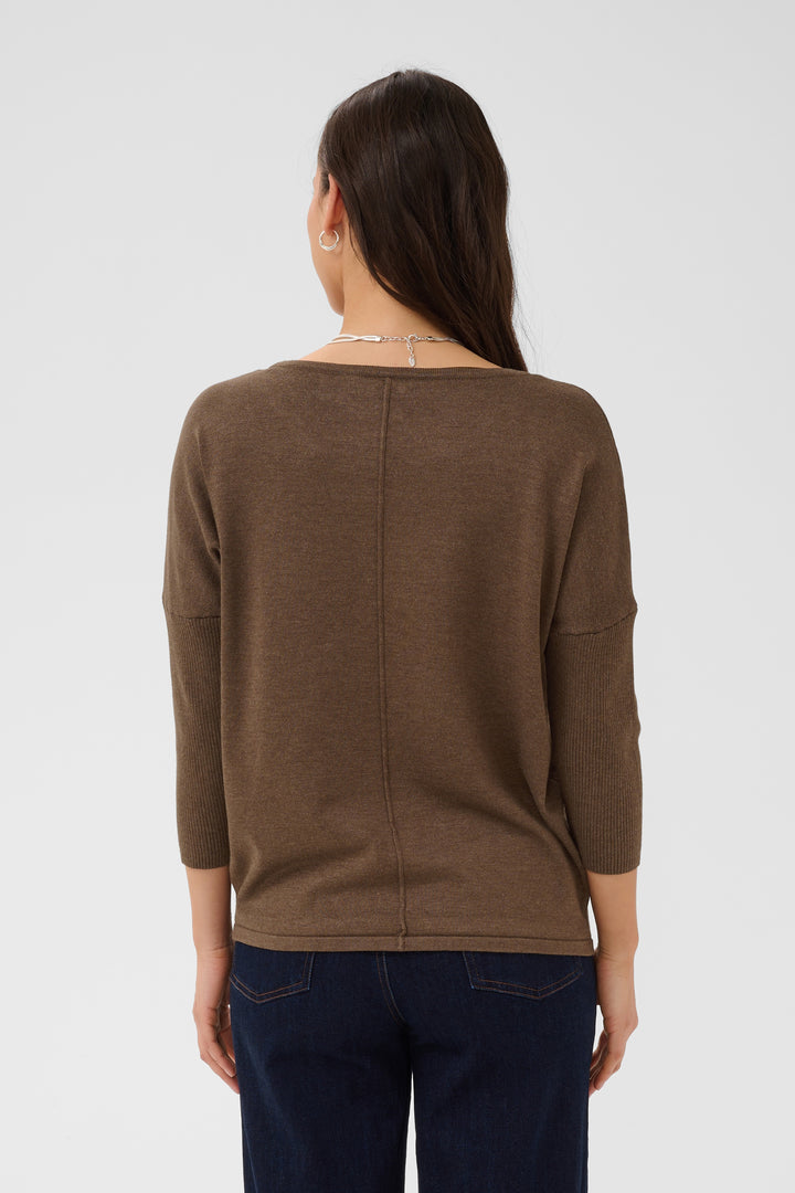 Saint Tropez Mila R-Neck Pullover-  Fondue Fudge Melange