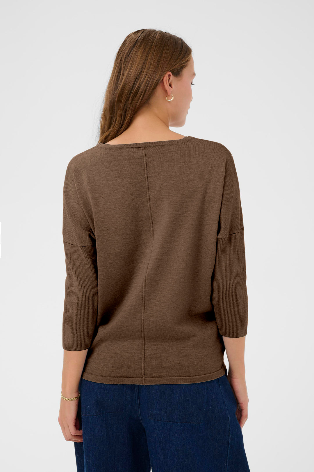 Saint Tropez Mila R-Neck Pullover-  Fondue Fudge Melange