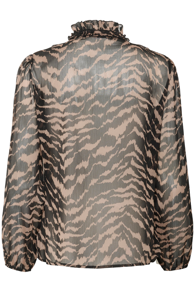 Saint Tropez Lilja Crinkle Long Sleeve Shirt - Black Shifted Strokes