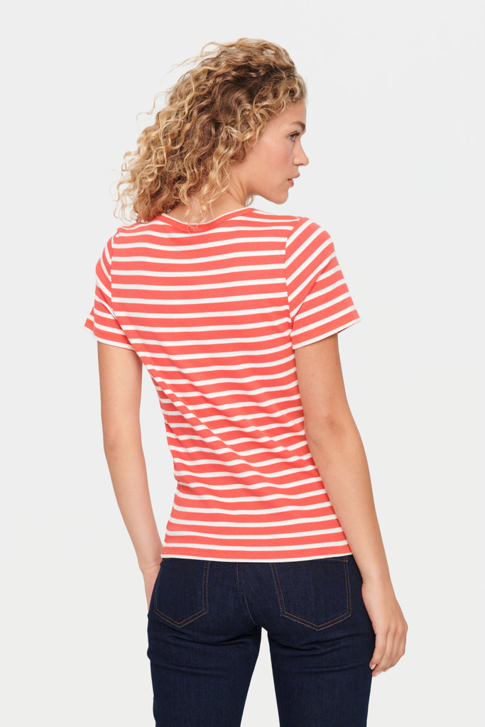 Saint Tropez AsterSZ SS Stripe T-Shirt- Cayenne