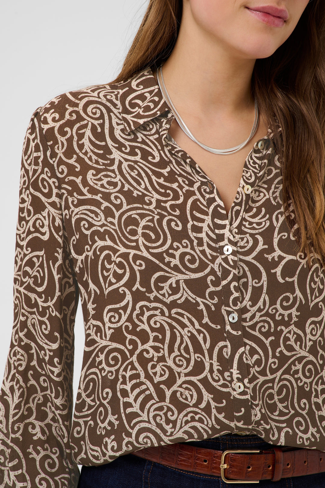Saint Tropez VegaSZ Shirt- Brown Birch Squiggles