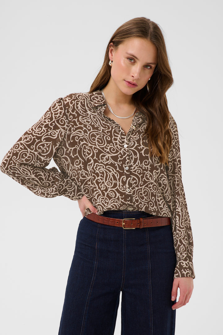Saint Tropez VegaSZ Shirt- Brown Birch Squiggles