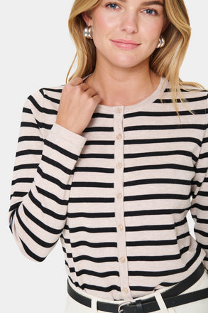 Saint Tropez MilaSZ Striped Cardigan- Gray Morn