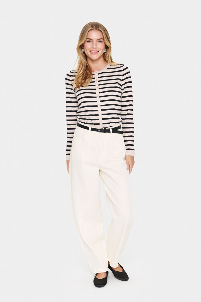 Saint Tropez MilaSZ Striped Cardigan- Gray Morn