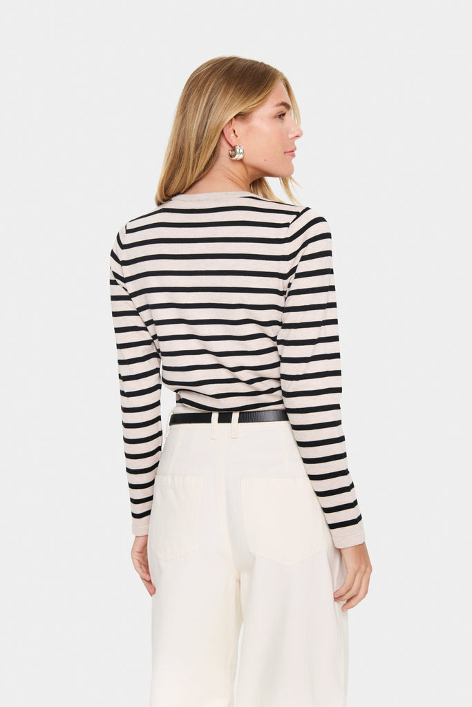 Saint Tropez MilaSZ Striped Cardigan- Gray Morn