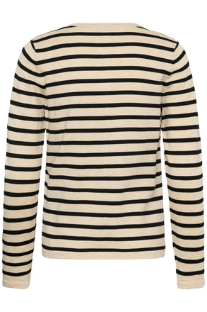 Mila Striped Cardigan- Brown Rice Black
