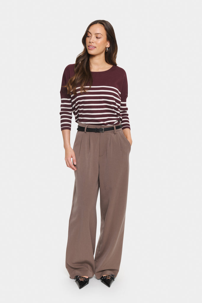 Saint Tropez MilaSZ Pullover- Decadent Chocolate Fog Stripe
