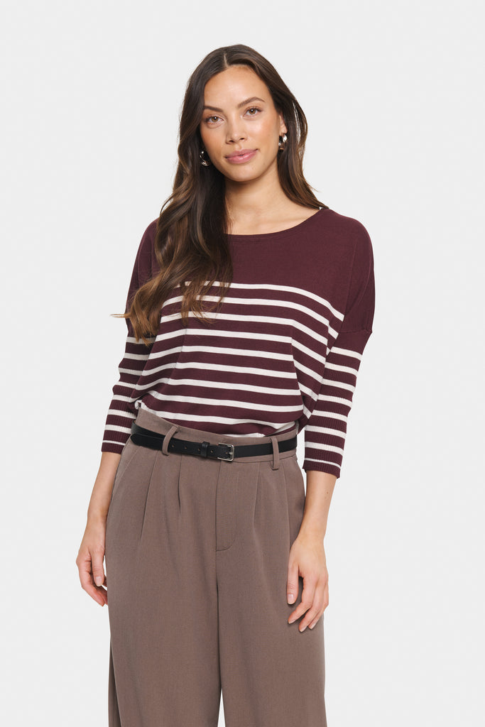 Saint Tropez MilaSZ Pullover- Decadent Chocolate Fog Stripe