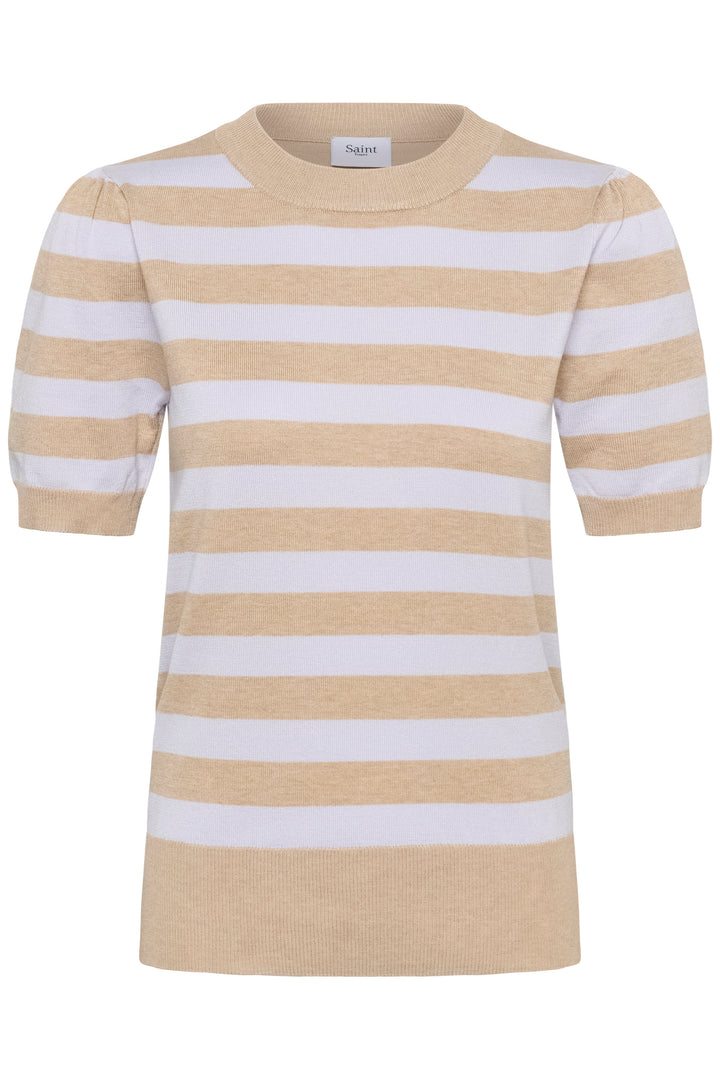 Saint Tropez Mila Short Sleeve Stripe Top- Lilac Savannah Block Stripe