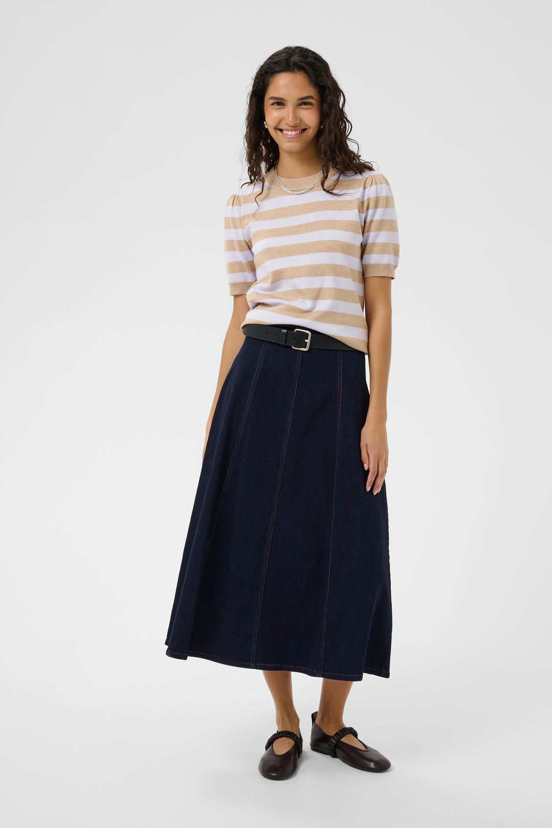 Saint Tropez Mila Short Sleeve Stripe Top- Lilac Savannah Block Stripe