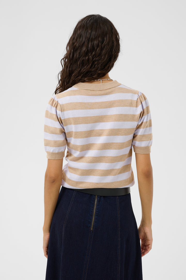 Saint Tropez Mila Short Sleeve Stripe Top- Lilac Savannah Block Stripe