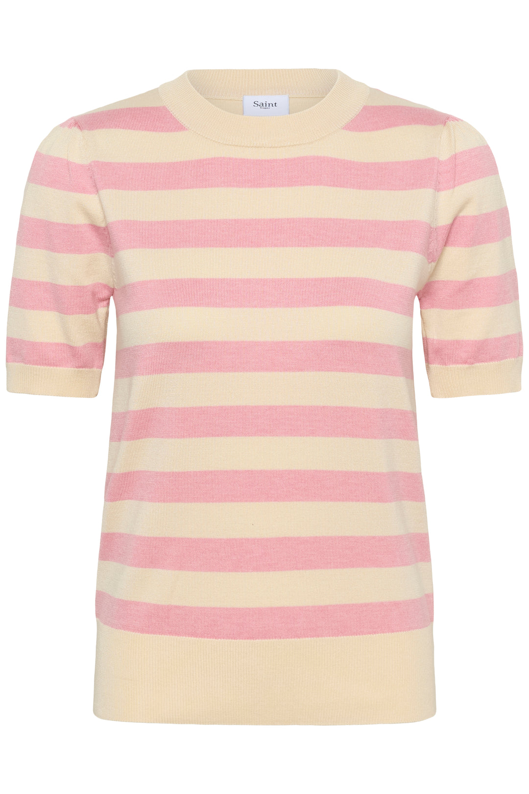 Saint Tropez Mila Short Sleeve Stripe Top- Cameo Pink Birch Block Stripe