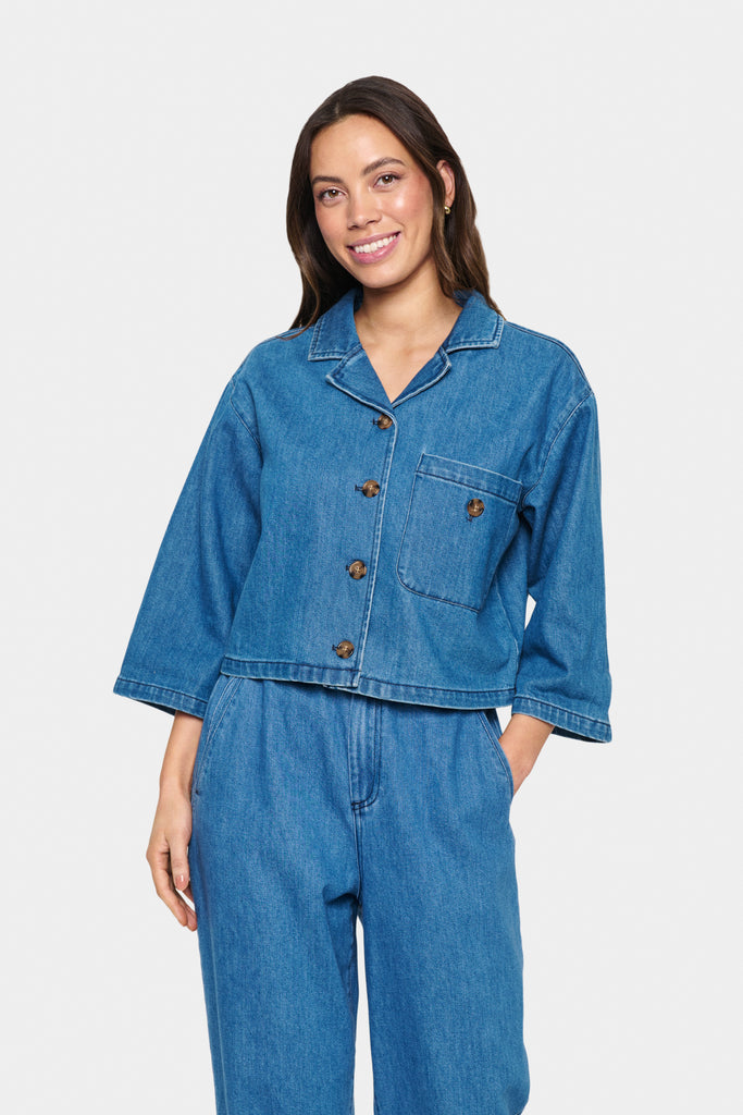 Saint Tropez KayoSZ Shirt- Medium Blue Denim