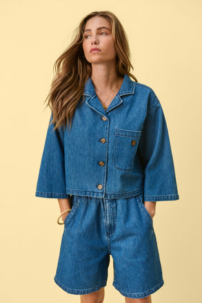 Saint Tropez KayoSZ Shirt- Medium Blue Denim