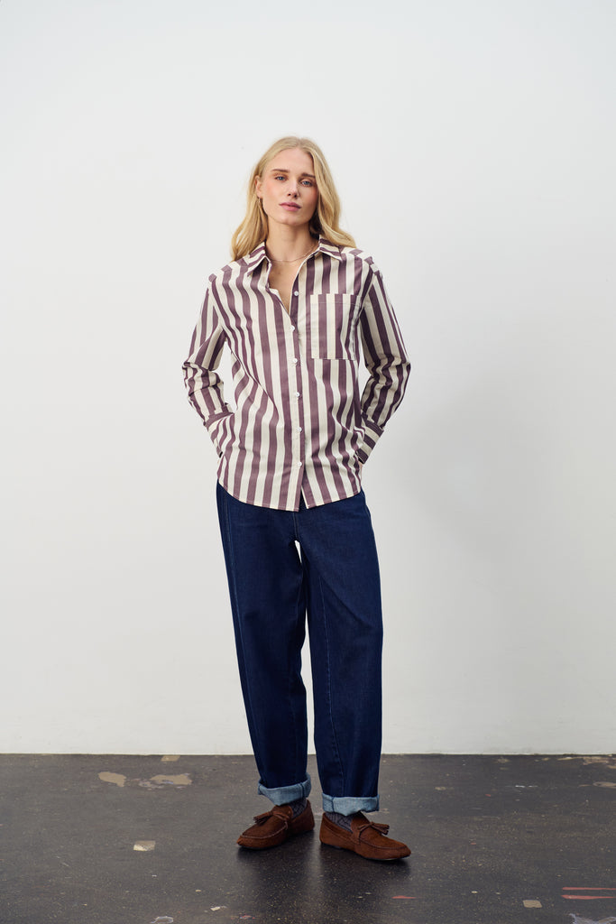 Saint Tropez Lieke Shirt- Decadent Chocolate Ice Stripe