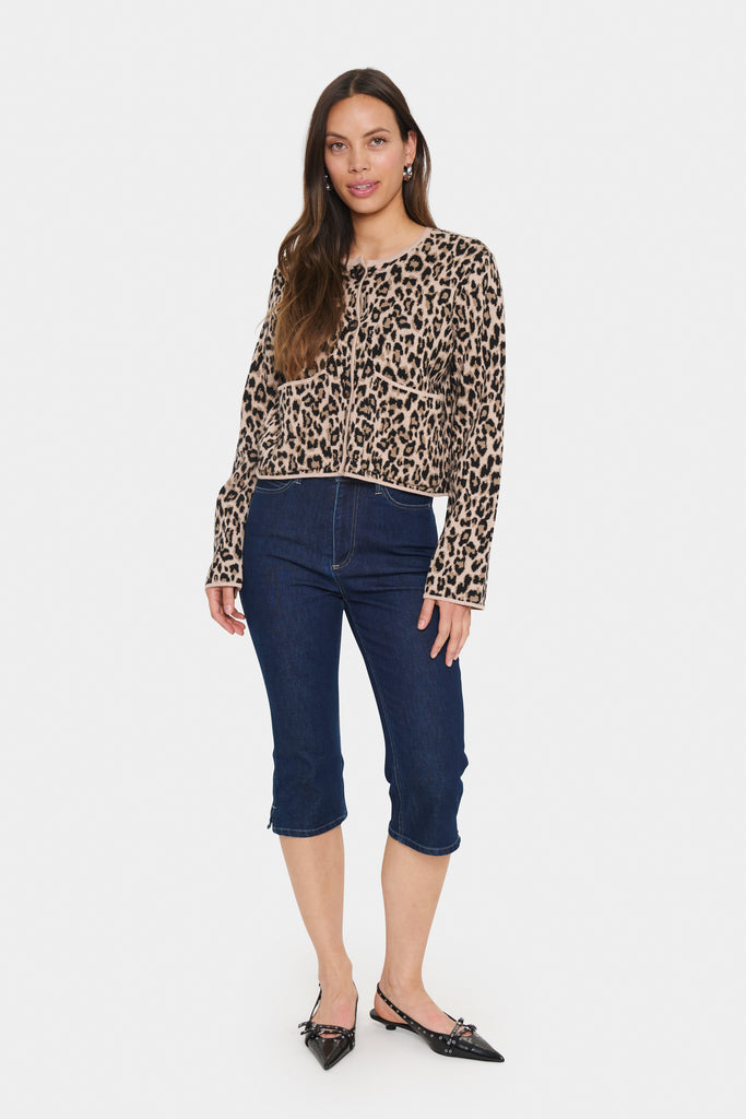 Saint Tropez LydiaSZ Cardigan- Black Leopard Jacquard