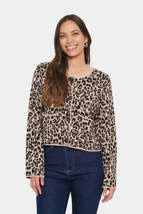 Saint Tropez LydiaSZ Cardigan- Black Leopard Jacquard