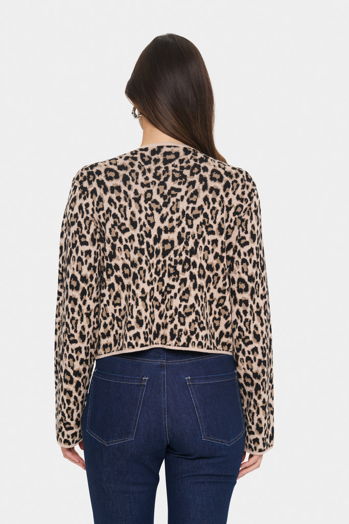 Saint Tropez LydiaSZ Cardigan- Black Leopard Jacquard