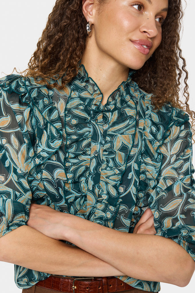 Saint Tropez Maxine Blouse -Pine Autumn Floral