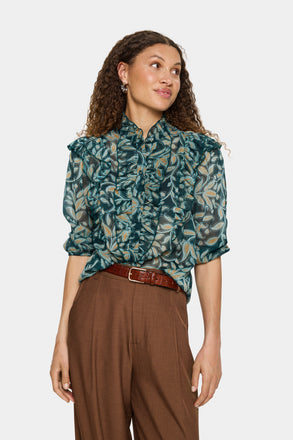 Saint Tropez Maxine Blouse -Pine Autumn Floral