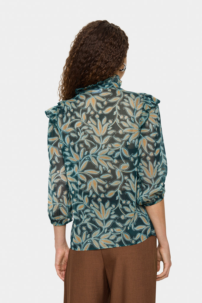 Saint Tropez Maxine Blouse -Pine Autumn Floral