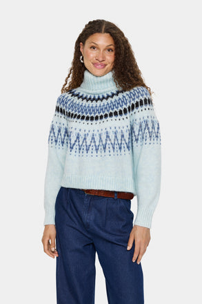 Saint Tropez Roll Neck Pullover- Starlight Blue Megna