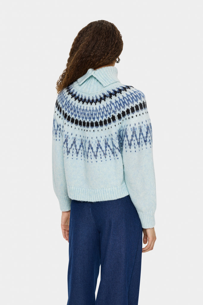 Saint Tropez Roll Neck Pullover- Starlight Blue Megna