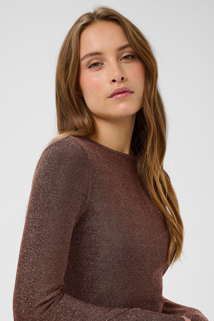 Saint Tropez Noria Long Sleeve Blouse - Dark Oak