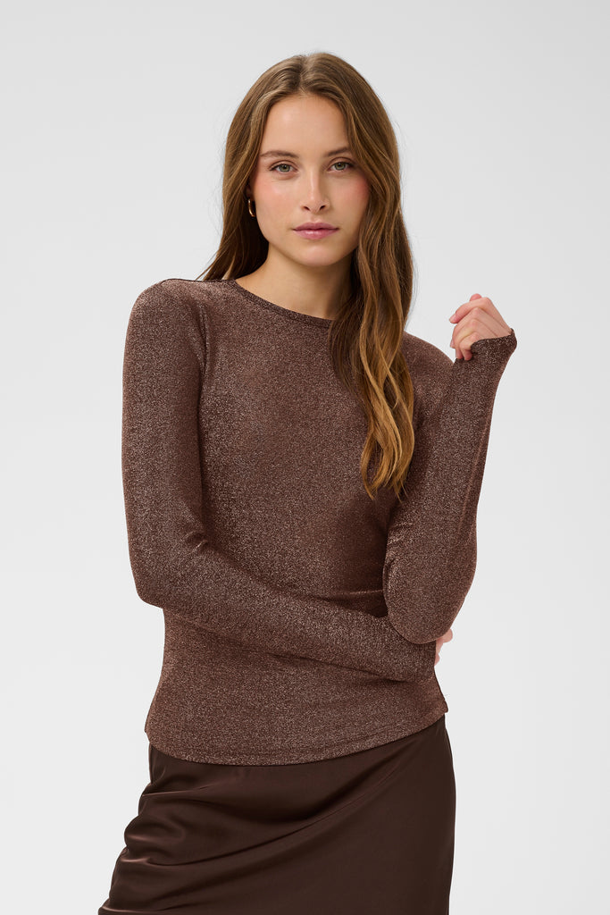 Saint Tropez Noria Long Sleeve Blouse - Dark Oak