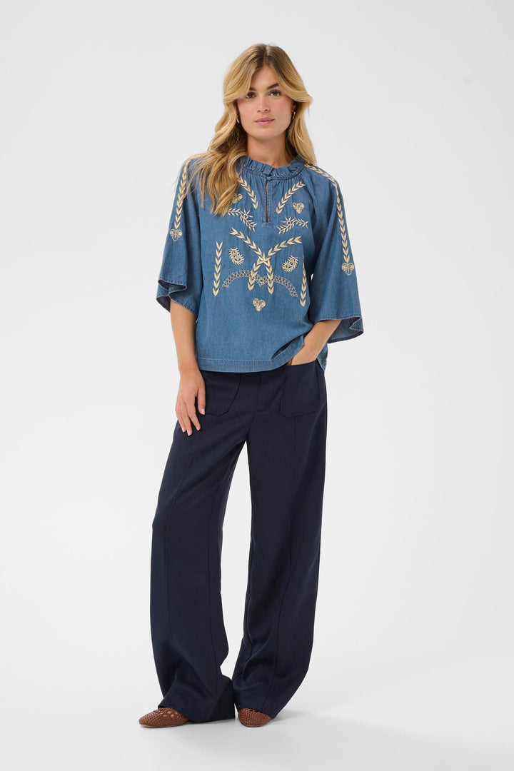 Saint Tropez OnayaSZ Blouse- Medium Blue Denim