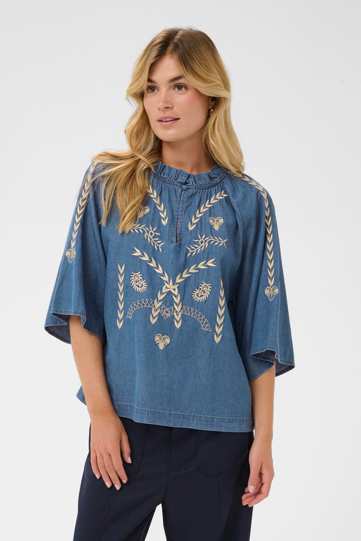Saint Tropez OnayaSZ Blouse- Medium Blue Denim