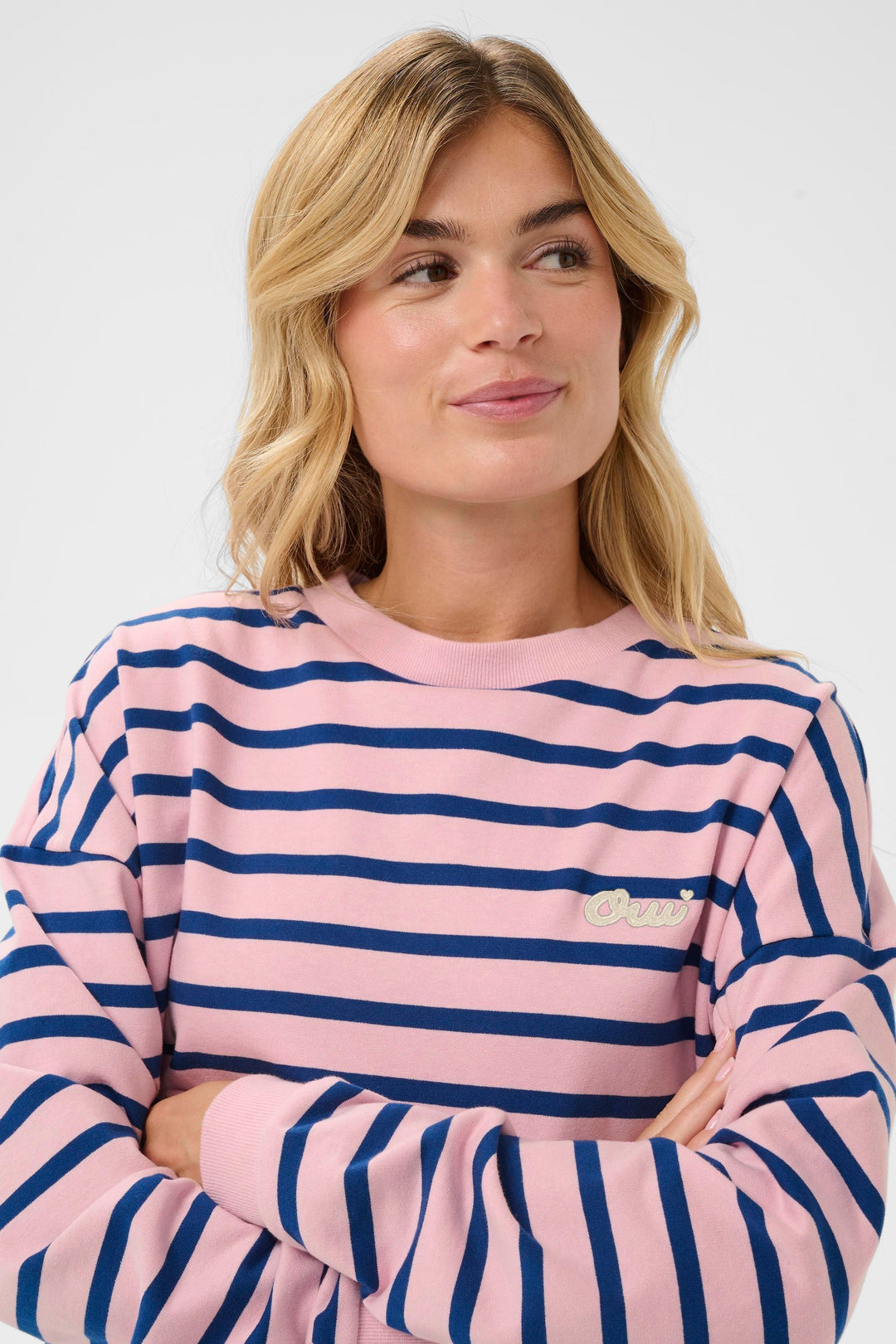 Saint Tropez OsiriaSZ Sweatshirt – Pink Nectar Navy Stripe