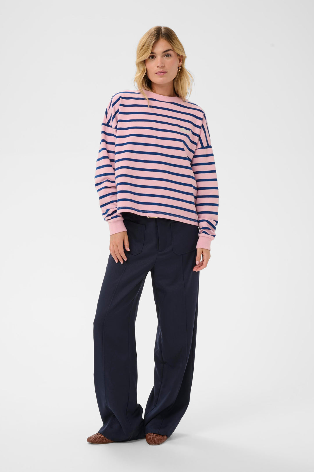 Saint Tropez OsiriaSZ Sweatshirt – Pink Nectar Navy Stripe