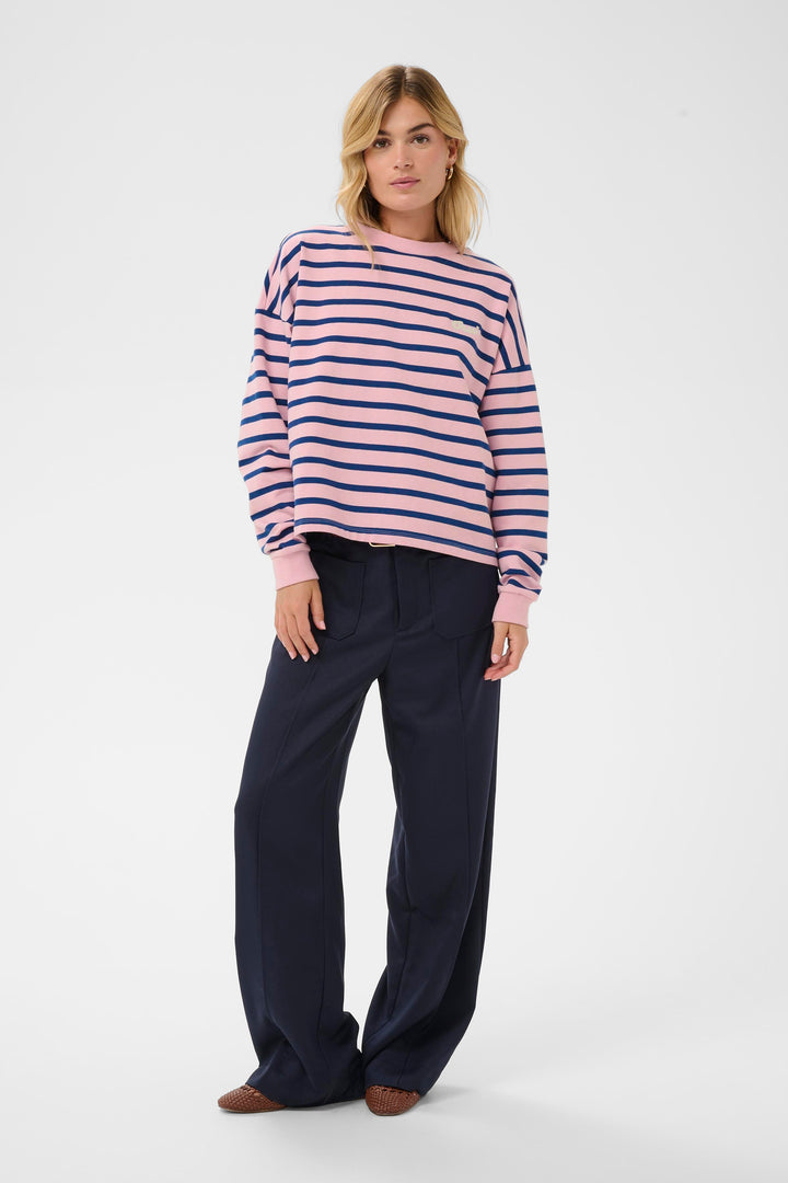 Saint Tropez OsiriaSZ Sweatshirt – Pink Nectar Navy Stripe