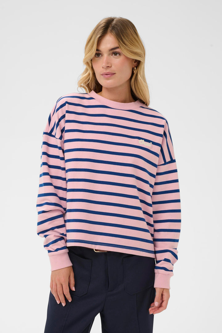 Saint Tropez OsiriaSZ Sweatshirt – Pink Nectar Navy Stripe