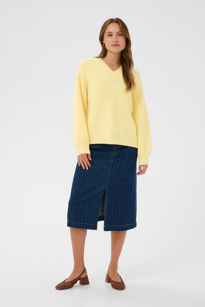 Saint Tropez OttolineSZ V-Neck Pullover- Lemon Drop