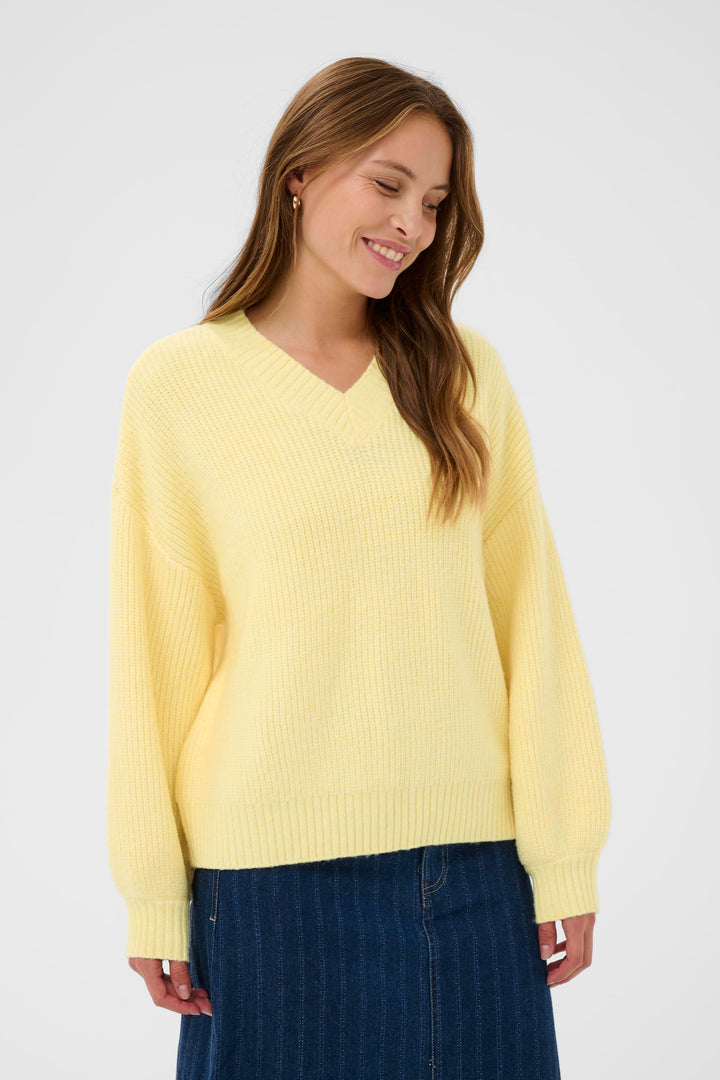 Saint Tropez OttolineSZ V-Neck Pullover- Lemon Drop