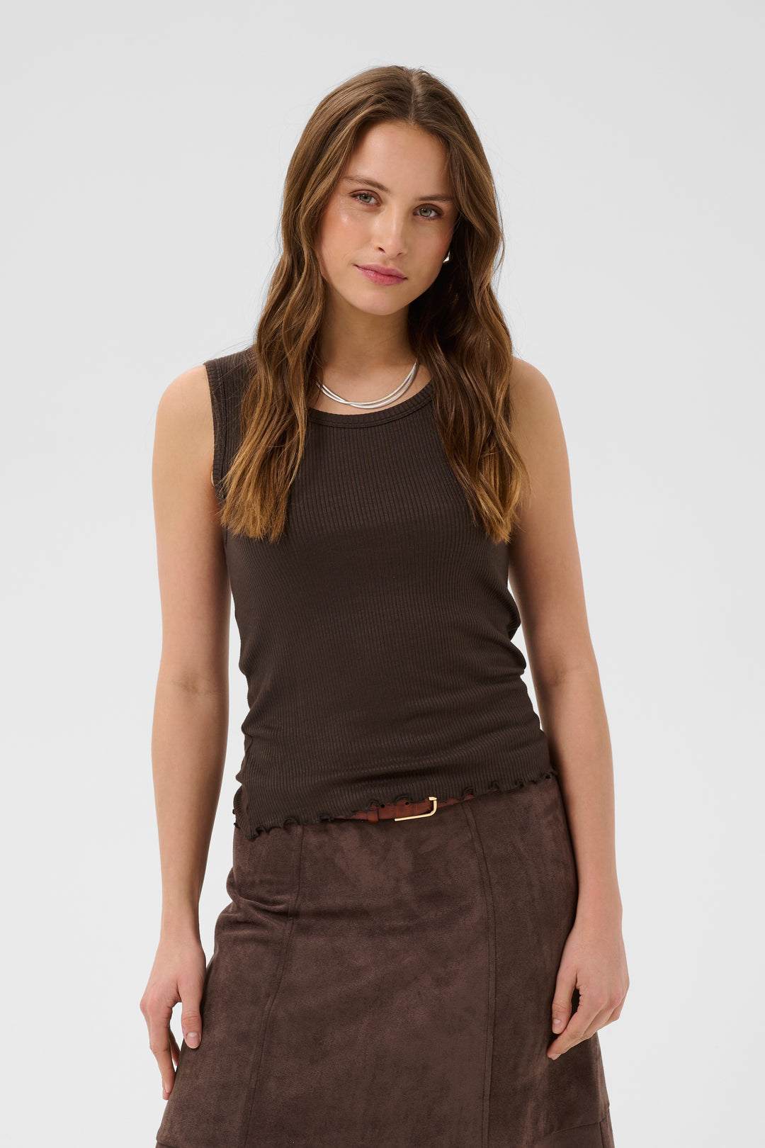 Saint Tropez Olaila Tank Top- Chocolate Brown