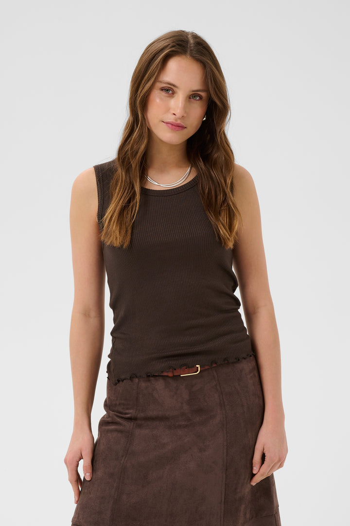 Saint Tropez Olaila Tank Top- Chocolate Brown