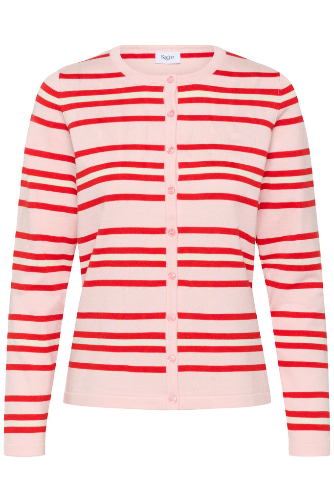 Saint tropez PilaSZ Cardigan- Chalk Pink Red Multi Stripe
