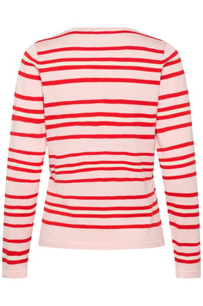 Saint tropez PilaSZ Cardigan- Chalk Pink Red Multi Stripe